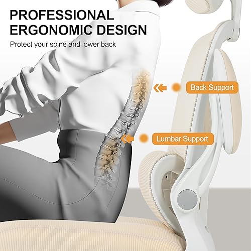 Miniatura 4 de Silla de oficina ergonómica, sillas de escritorio de oficina de malla para el hogar, silla de respaldo alto de 330 libras, silla giratoria para