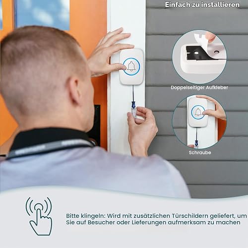 Blendura Sonnette sans Fil Exterieur Etanche 300 Mètres, IP44 Étanche - 4