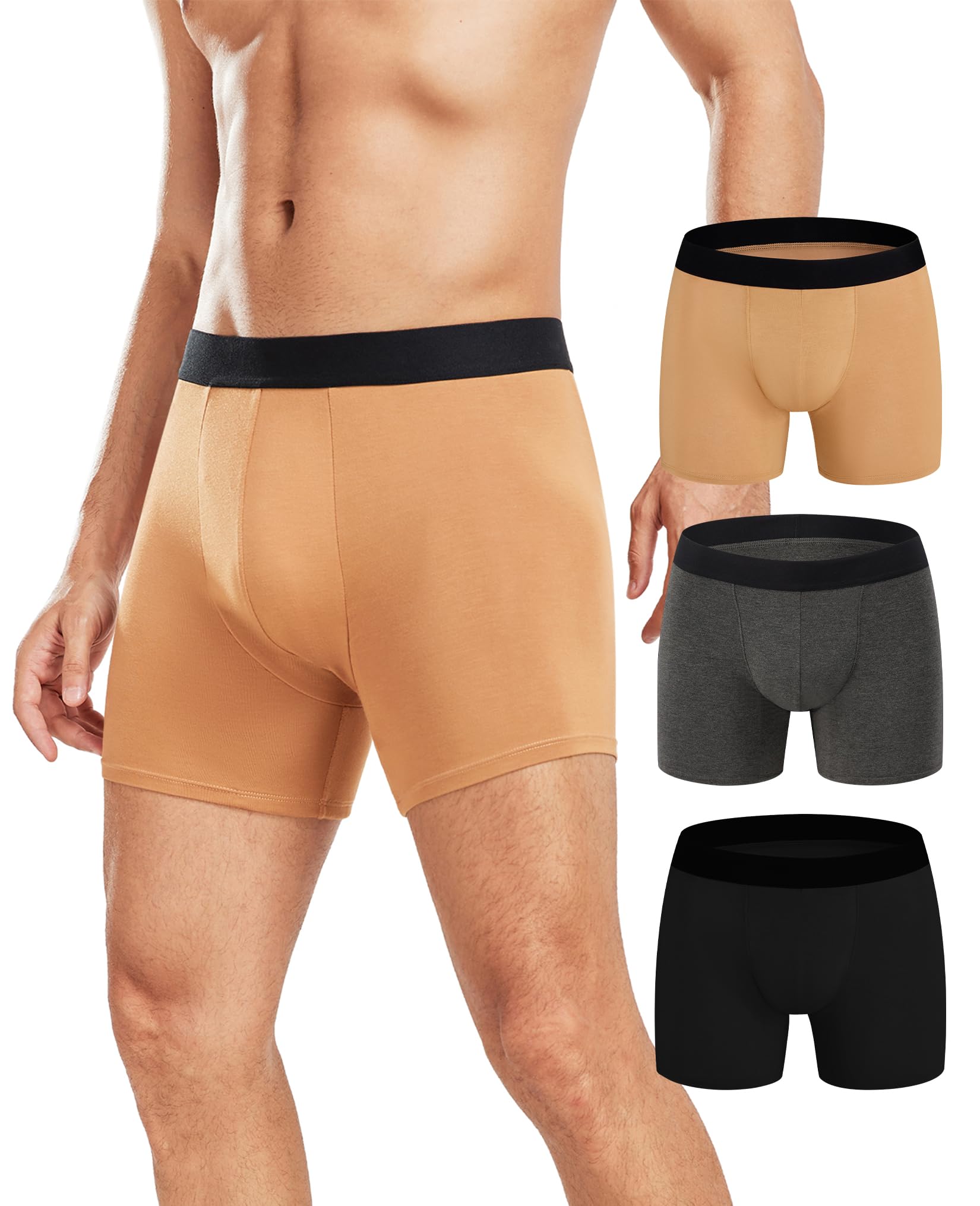 Men's Incontinence Underwear, Leak Proof Washable Reusable Bladder Control Protective Boxer Briefs High Absorbency 3 Pack（Multicolor, Medium）