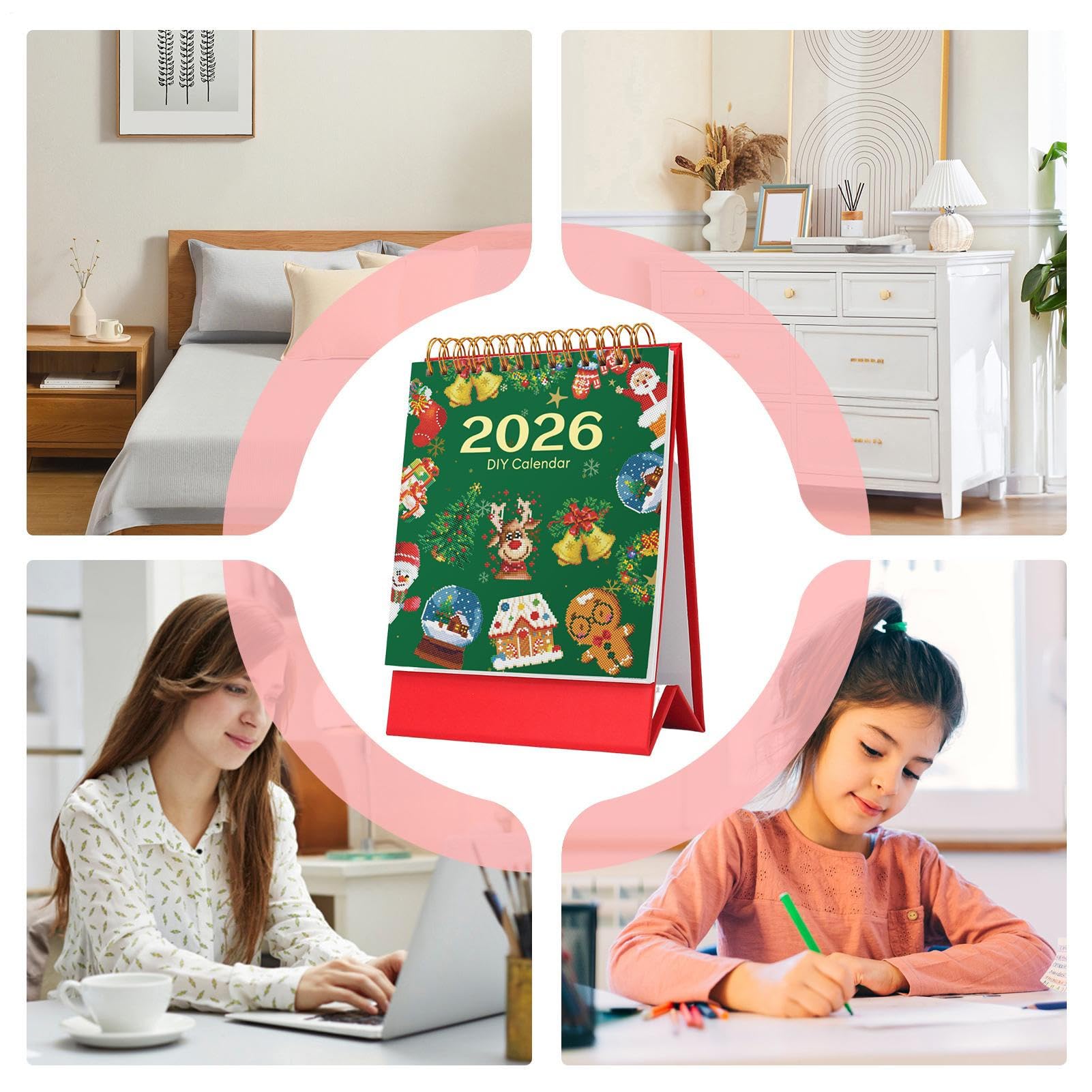 Calendario Gem Art 2026 con suministros de manualidades para pared y mesa 2