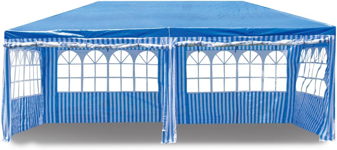 XH Gardenlife Waterproof 3 x 6m PE Gazebo Marquee Awning Party Tent Canopy PE Power Coated Steel Frame Blue
