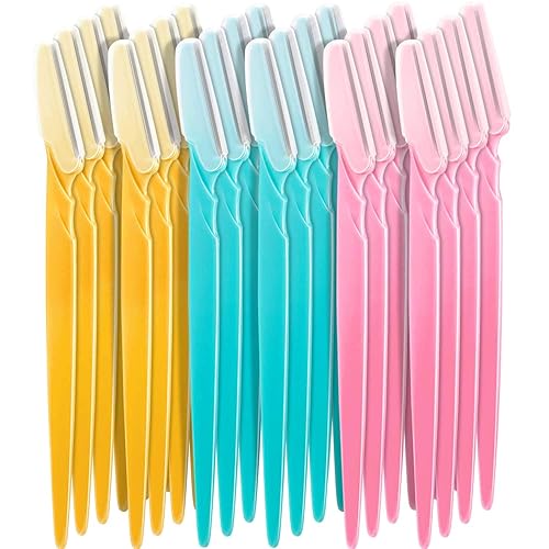 Boao 24 piezas de afeitadora de cejas para mujeres y hombres, afeitadora facial colorida, recortadora con cubierta de precisión, cuchillas de