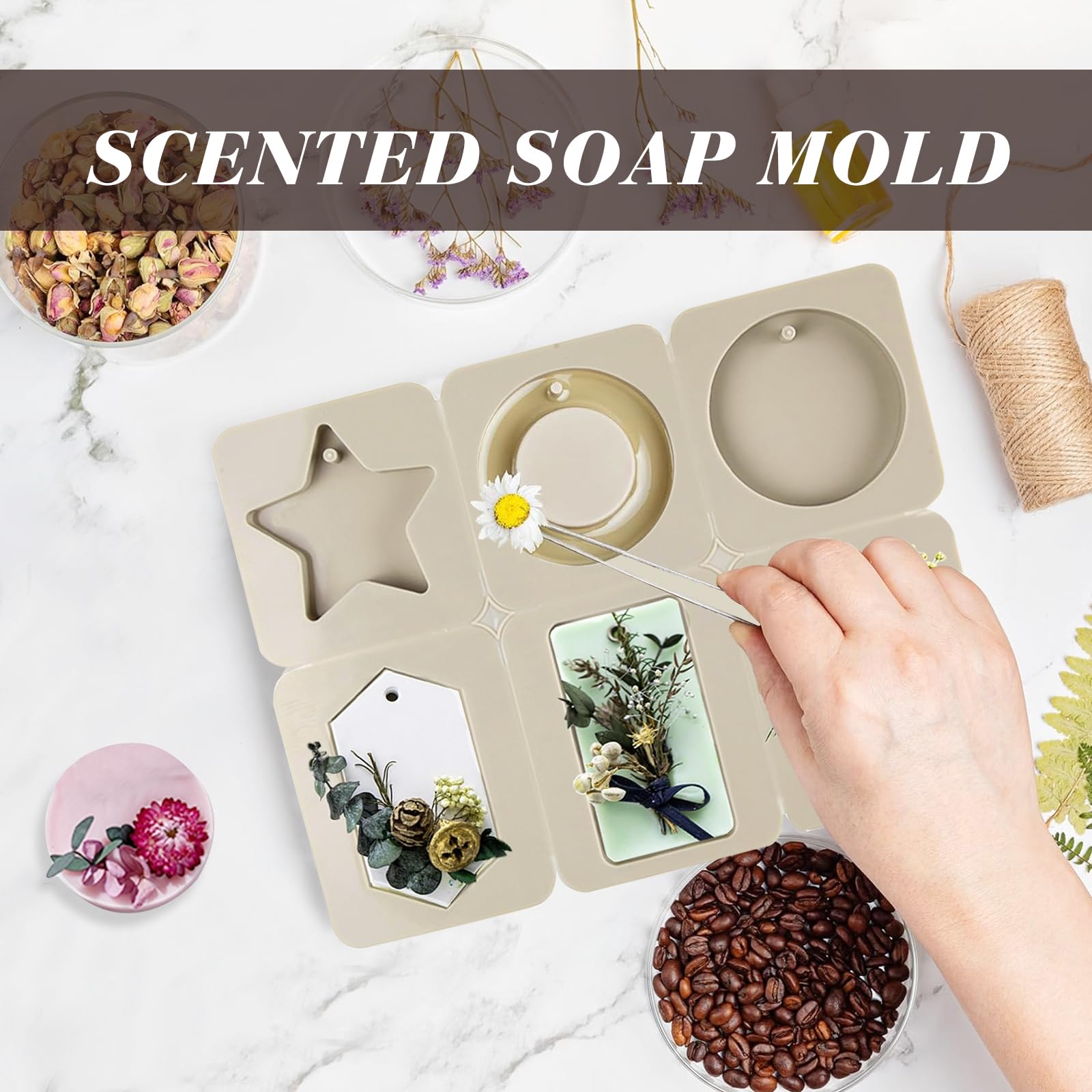 Stampi Silicone Per Sapone Fatto A Mano - 6 Forme Per Candele, Resina E DIY Craft - Foto 10