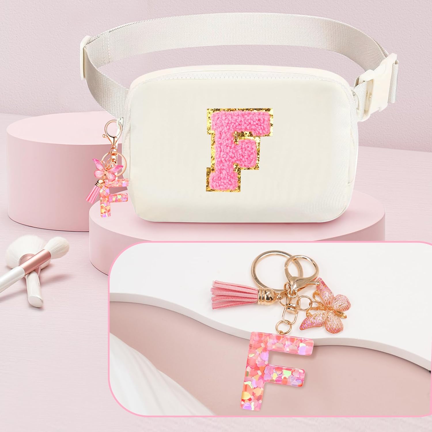 Personalized Fanny Pack for Girls, Gift Sets for Teen Girl, Birthday Gifts for 4 5 6 7 8 9 10 11 12 13 Year Old Girls, Initial Crossbody Bag Belt Bag for Girl Kids (F) - Image 8