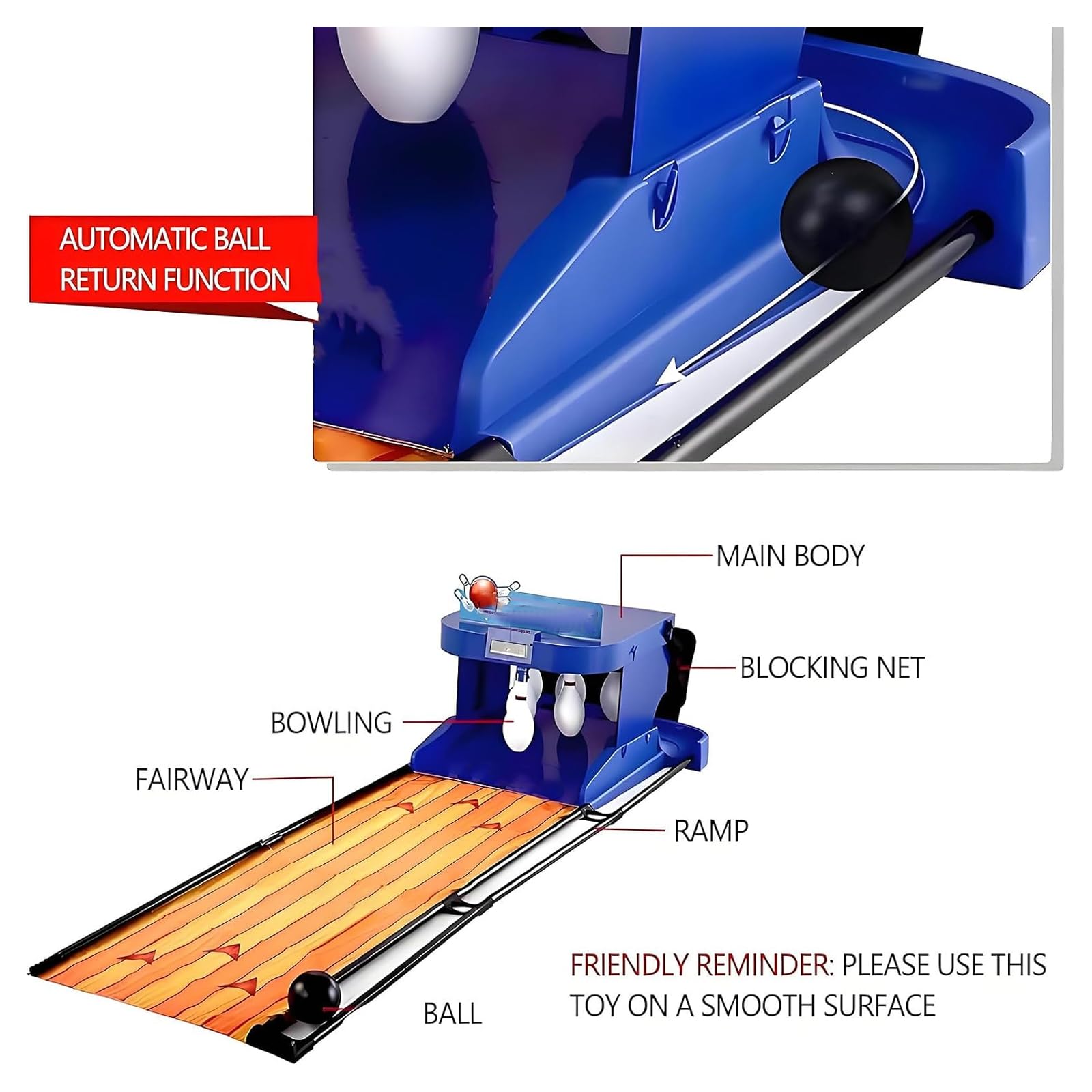 Gioco di Bowling per La Casa, Gioco di Bowling con Tabellone Segnapunti Elettronico A LED con Azzeramento Automatico, Illuminazione, Effetti Sonori di Simulazione per Un Gioco Interattivo 2m