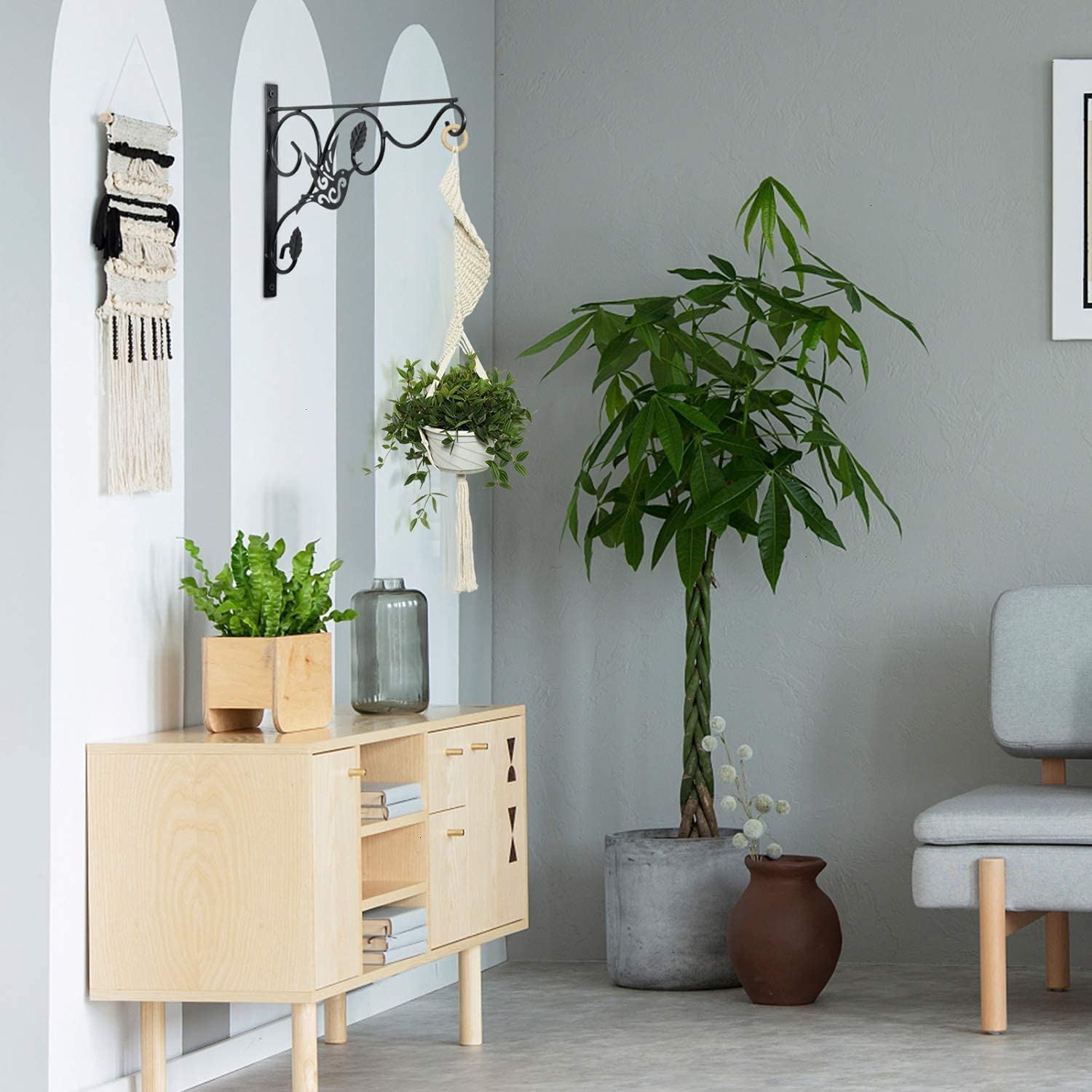 Vumdua Hängende Pflanzenhalterung, 4 Stück 30.5 cm Wand-Pflanzenhaken mit Eisenschrauben im Lieferumfang enthalten, Blumentopf, Innen- und Außenbereich Terrassendekoration