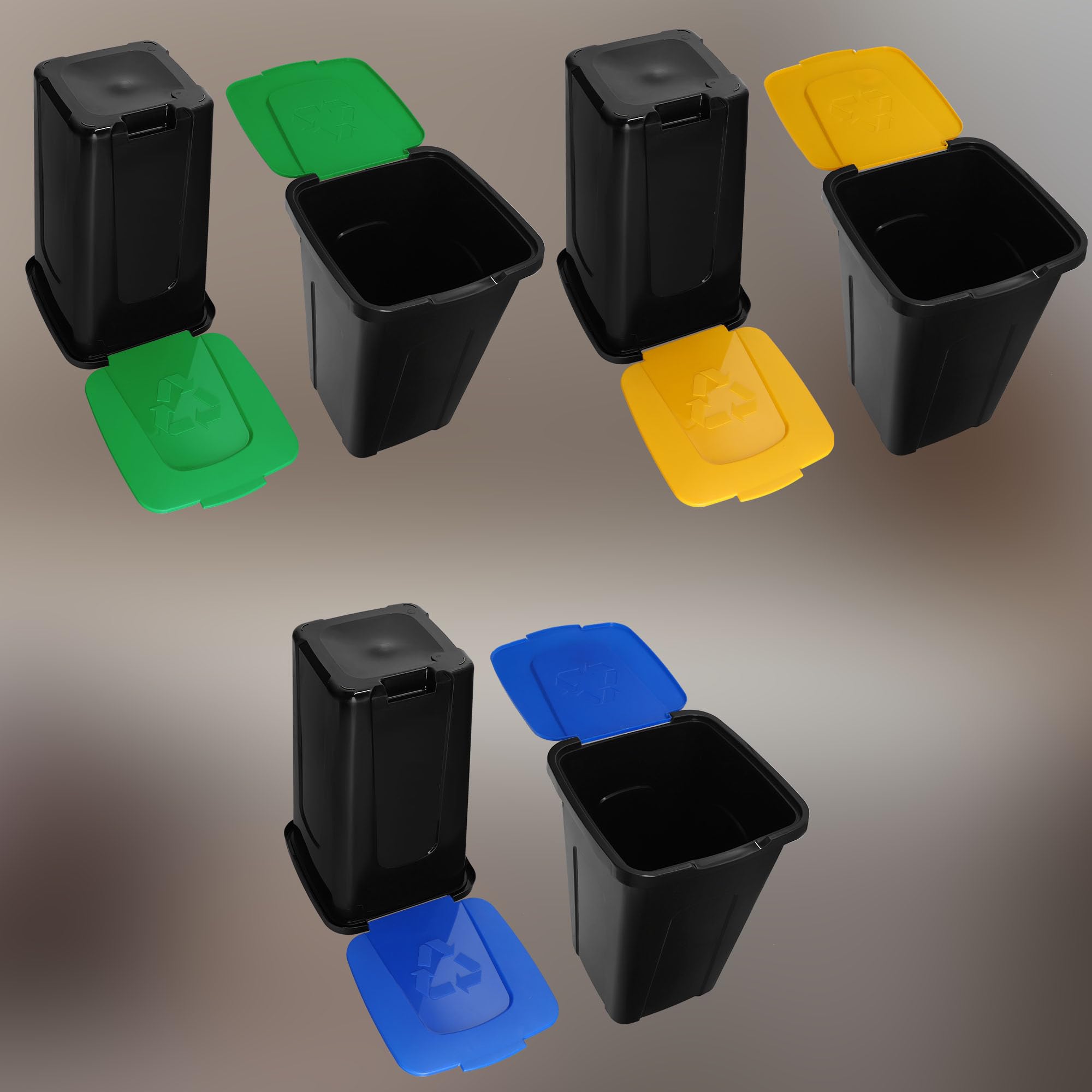KOTARBAU® Set 3 Poubelles Tri Sélectif 50L | Poubelle Jaune | Poubelle Cuisine 50 litres Tri Sélectif | Poubelle Extérieur 50L | Poubelles de Recyclage | Poubelle Tri Sélectif 50L | Poubelle Jaune
