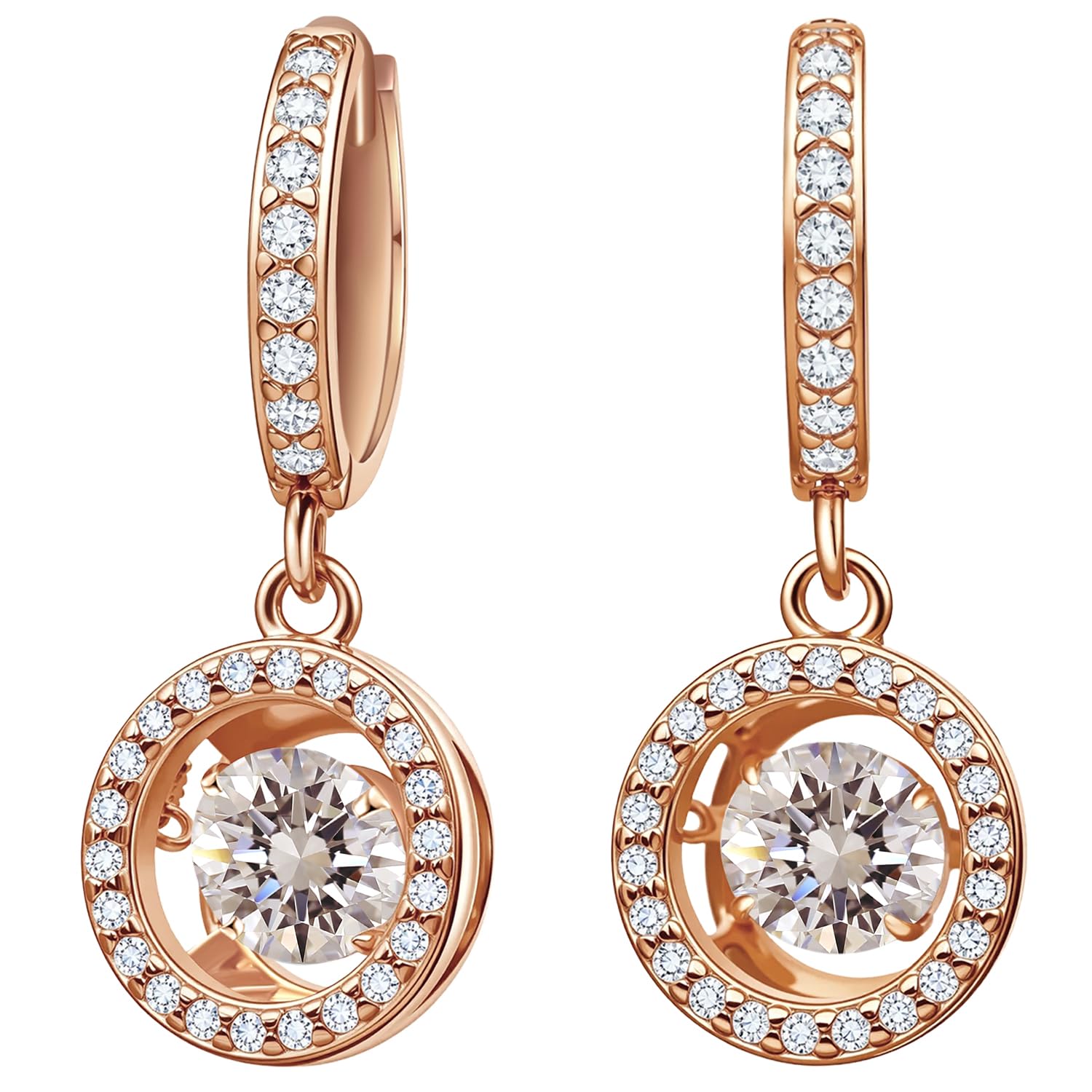 Orecchini con ciondolo in moissanite da 0,8 carati con diamanti in moissanite, creati in laboratorio, placcati in oro rosa 18 carati, orecchini alla moda per regalo di gioielleria.
