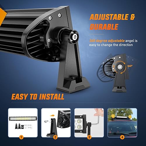 Vista 8 de Barra de luz LED todoterreno Nilight. Luz de trabajo LED, Negro