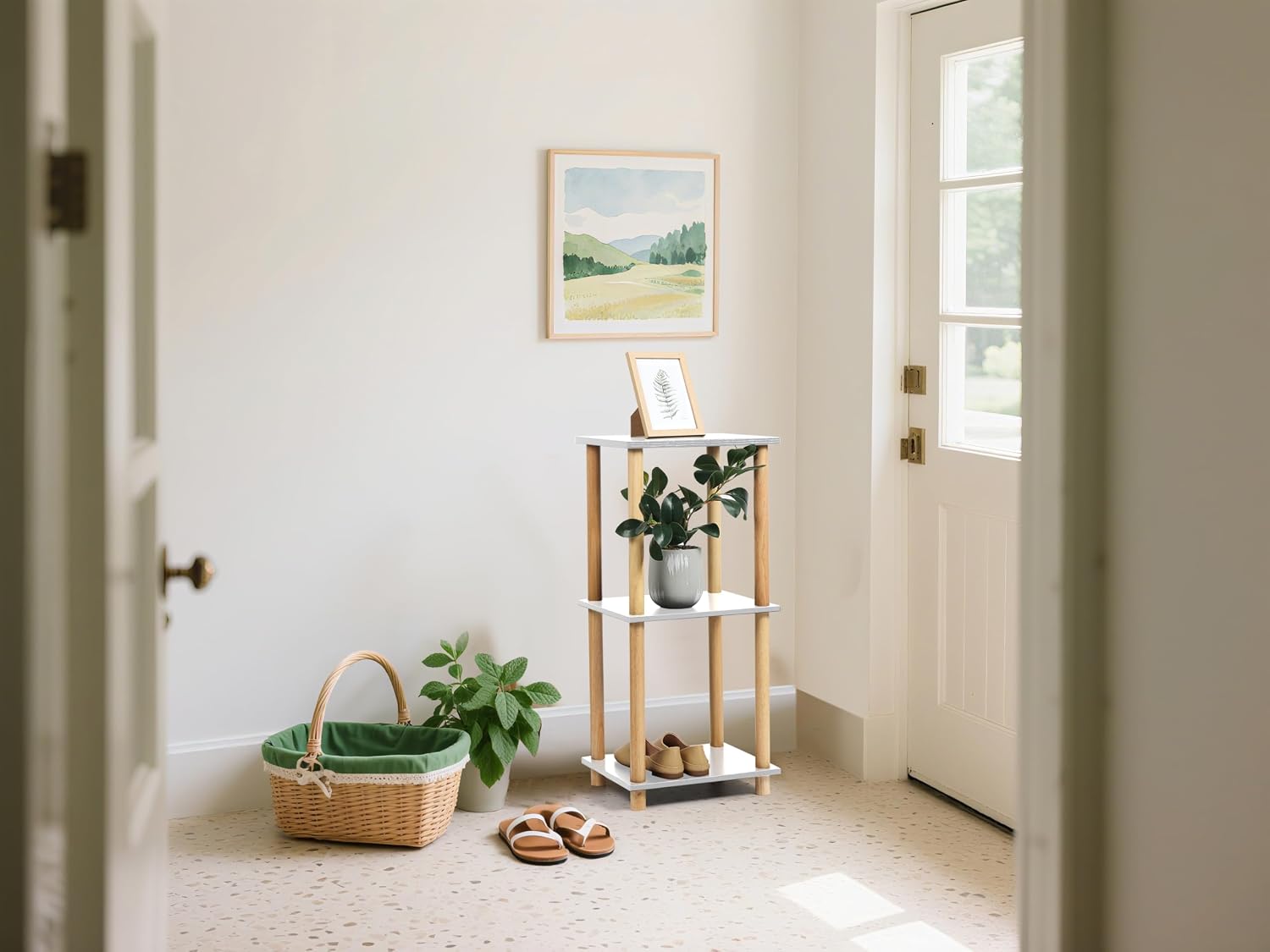 3-Tier White Bookshelf, Wooden Bookcase with Open Shelves, for Small Spaces,Living Room Bedroom Office,No-Tool Assembly,11.8" D x 14.1" W x 31.5" H inches.
