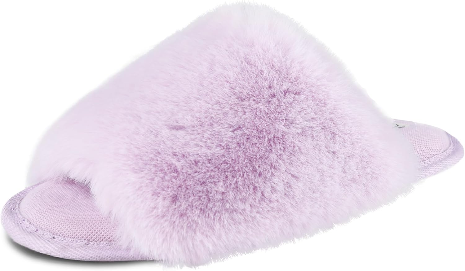 Jessica Simpson Women's Plush Faux Fur Fuzzy Slide on Open Toe Slipper, Lilac, Medium