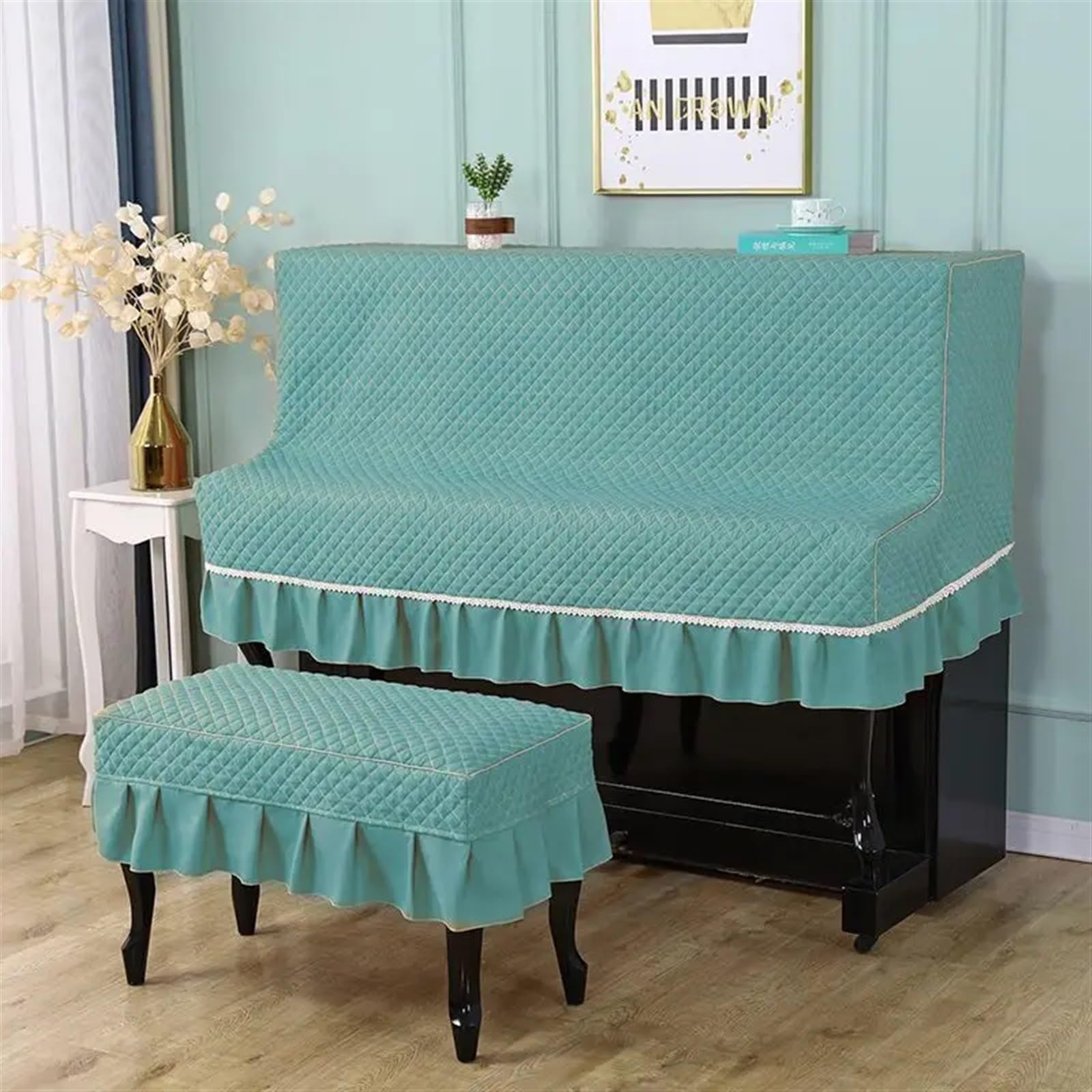 Klavier Flügel Abdeckung Klavierabdeckungstuch, aufrecht, elegante und sorgfältige Abdeckung, Einfachheit mit, staubdicht, schützend, kratzfest(Orange,Piano - Single Stool)