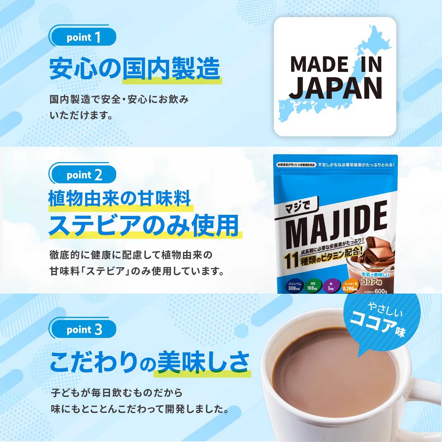 Amazon | MAJIDE ジュニアプロテイン ココア 本田圭佑 完全栄養食 30 