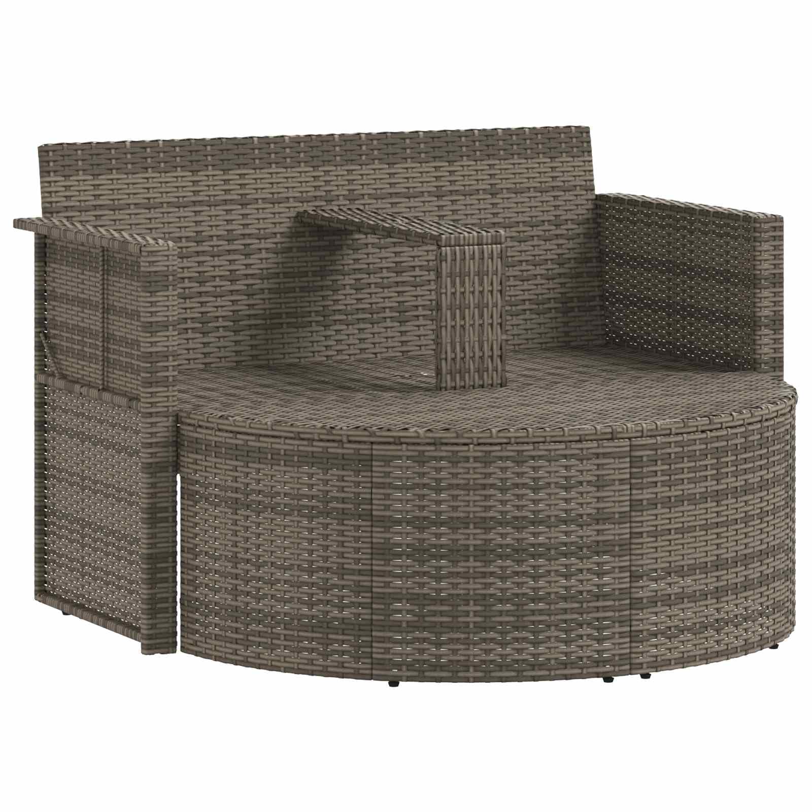 Divano da Giardino 8 Pz in Polyrattan Grigio e Blu | Salotto da esterno con parasole regolabile e cuscini imbottiti, ideale per arredare il patio o il bordo piscina.