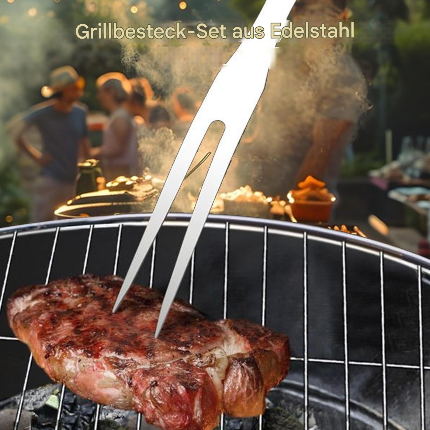 Zestaw do Akcesoria Grillowe | Sztućce Szczypce Pędzel Ze Stali Nierdzewnej Na Ogród Piknik Na Wolnym Powietrzu