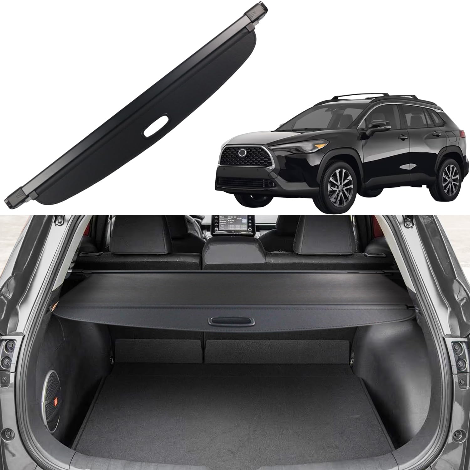 Cargo Cover for Toyota Corolla Cross 2022 2023 2024 2025 Accessories Rear Trunk Cover Rear Trunk Security Cover Shielding Shade, Black (Not for Corolla)