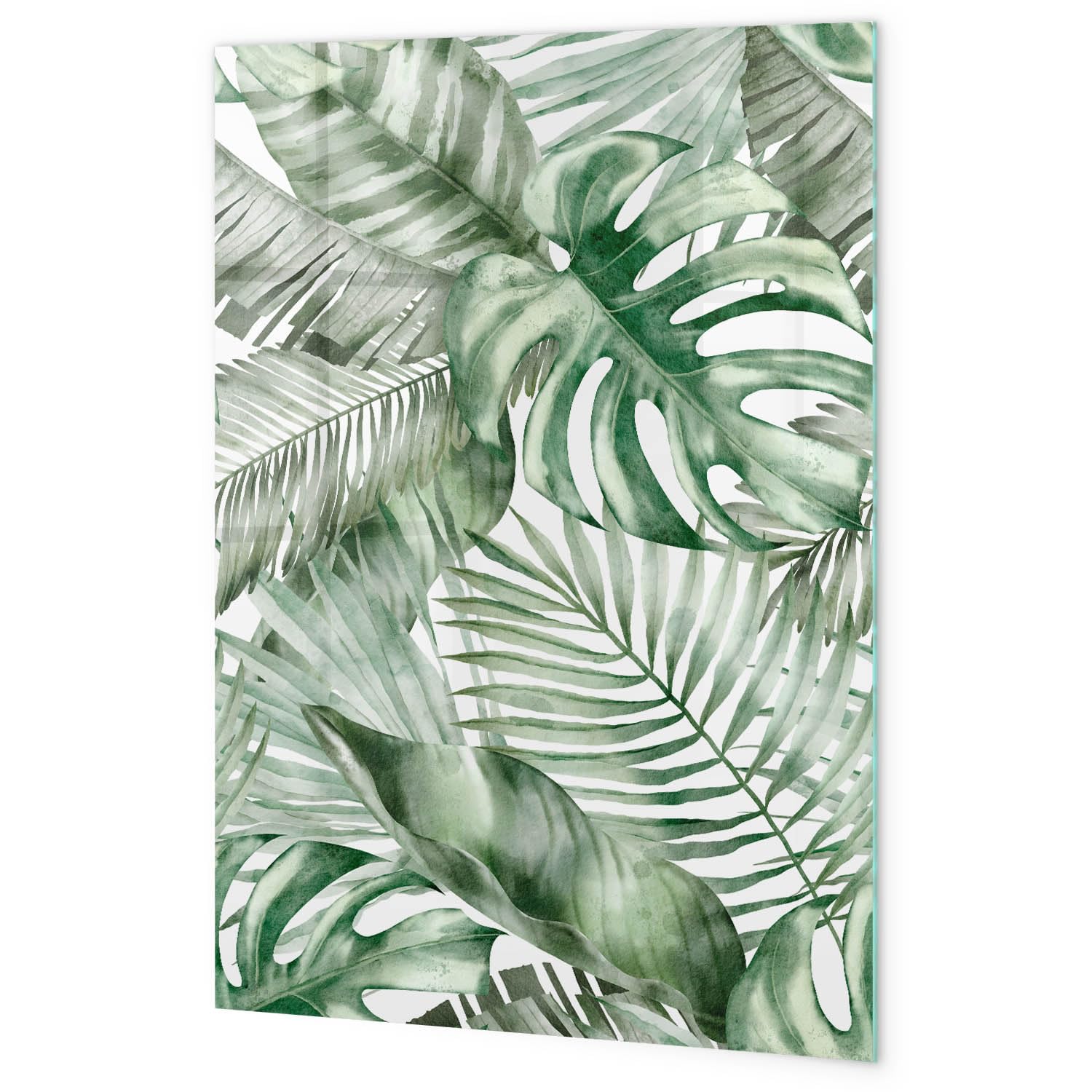 Tableau blanc en verre 40x60 cm | Feuilles aquarelles