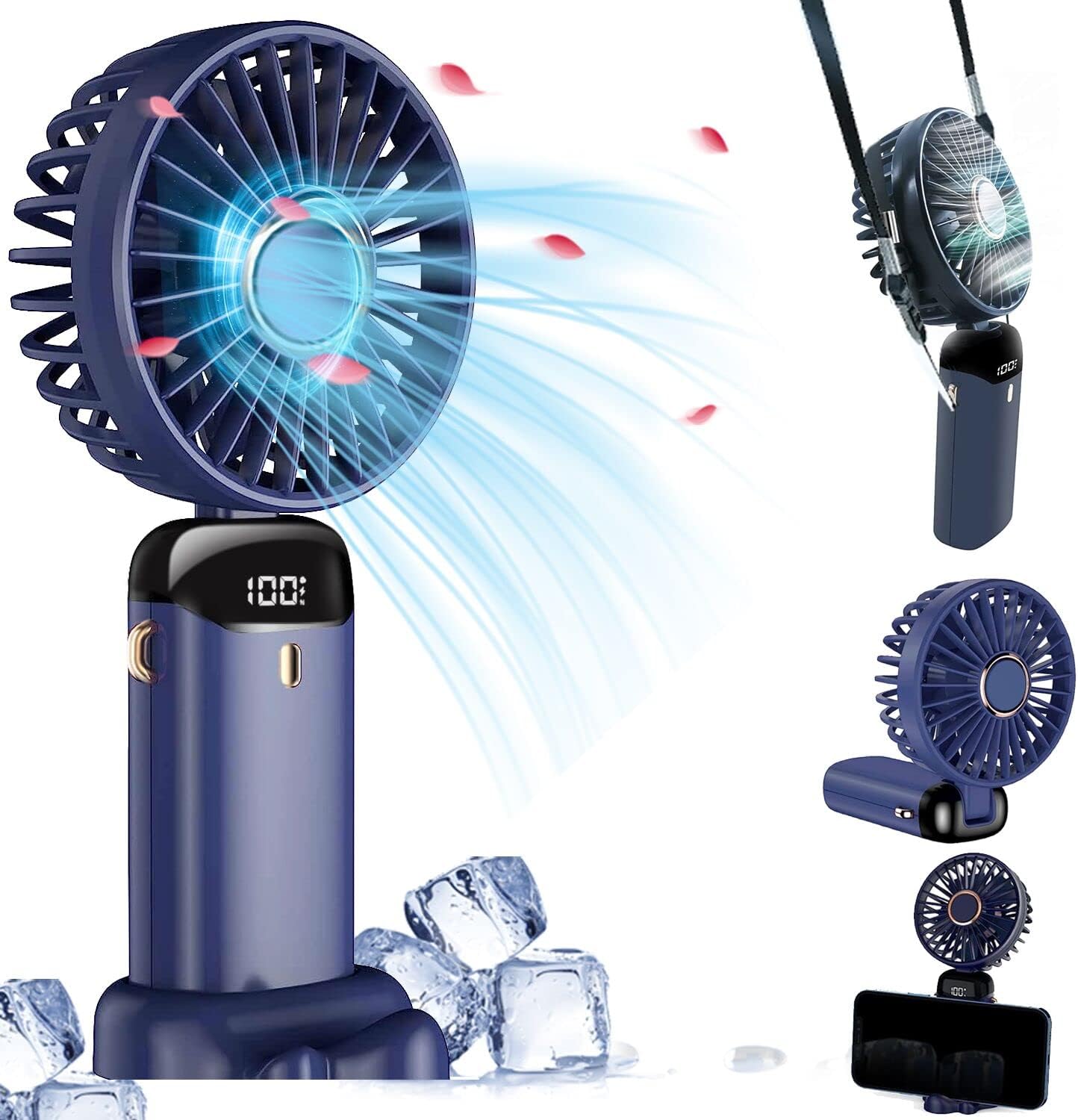 Amazon | 手持ち扇風機ハンディー5000mAh大容量 20dB静音 5段階風量調節 ミニ扇風機 usb充電式扇風機 小型扇風機 軽量で ...