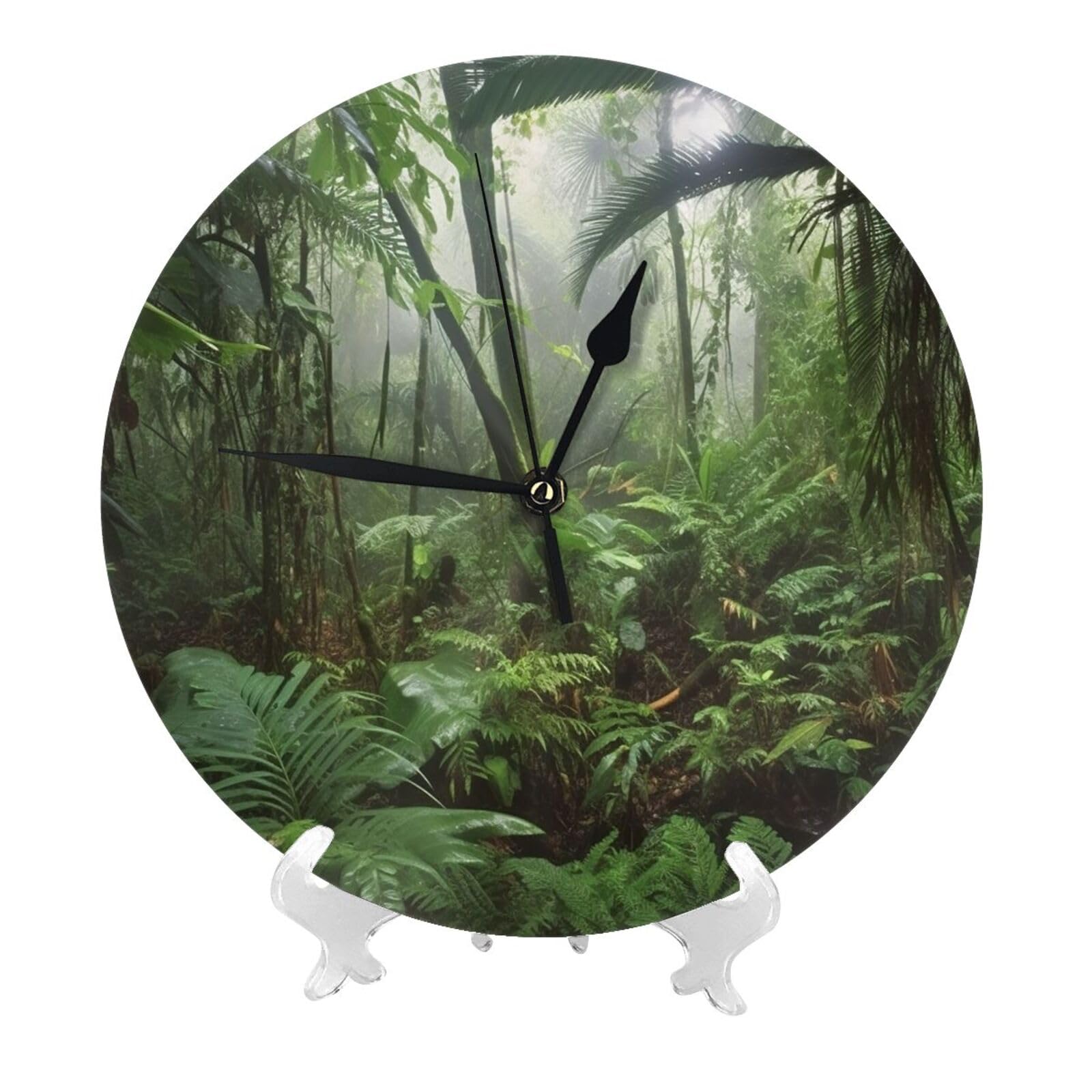 DWVTSLH Tropical Rainforest Wall Clock 10 Inch Silent Non-Ticking Modern Clocks Battery Operated - Decorative Wall Clocks for Bedroom Living Room Kitchen Office Wall Decor Gift Idea