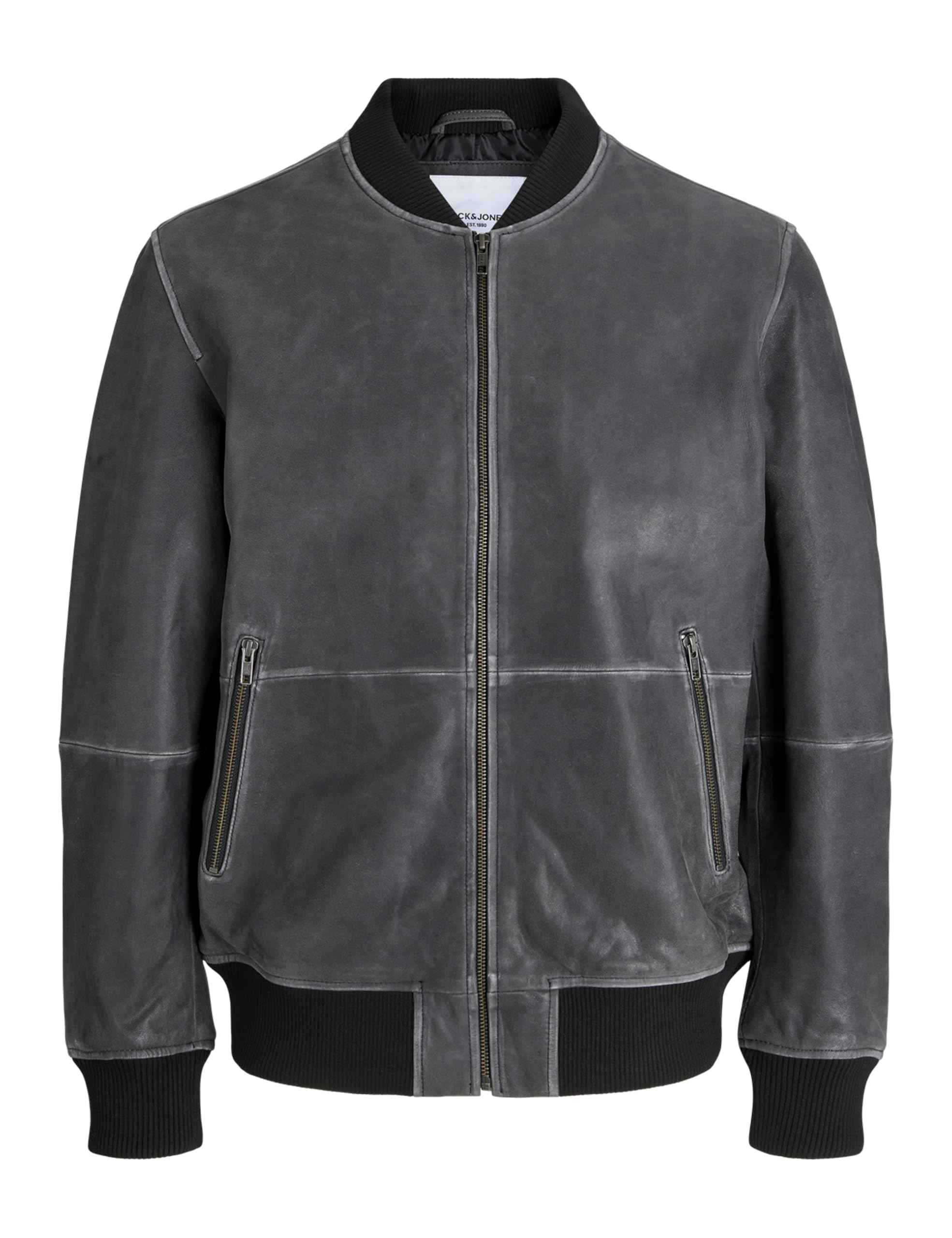 Jack & Jones Herren Schwarz Jjecharge Leather Bomber