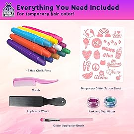 Hair Chalk for Girls Washable Hair Dye - Stocking Stuffers for Kids 8-10 6-8, Christmas Gifts for Girls 6 7 8 9 10 11 12 Years Old, Temporary Hair Color for Kids Tweens Teens Birthday Party, 12 Colors