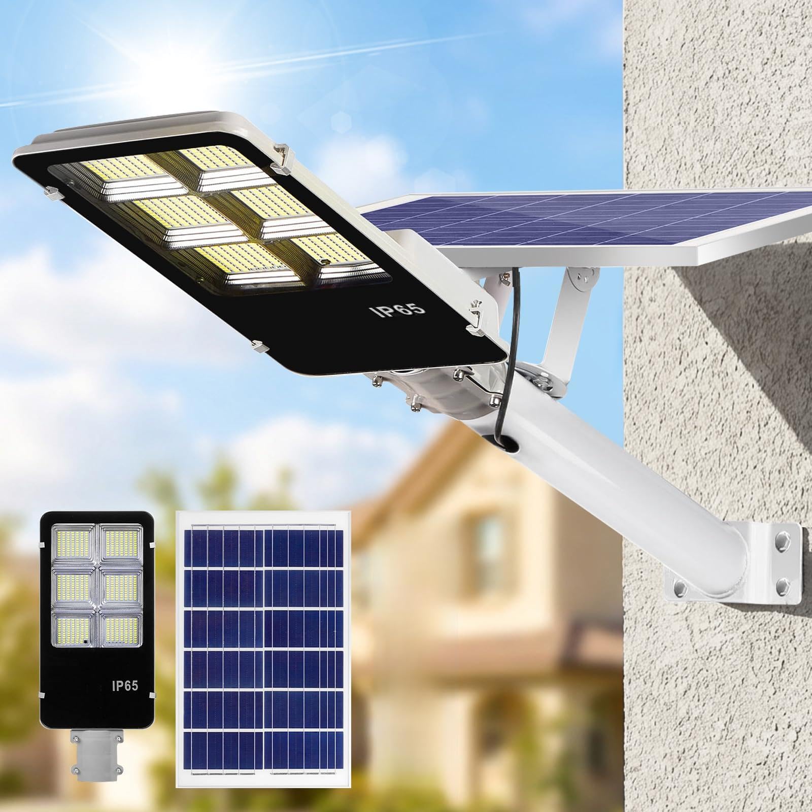 Solarlampen für Außen mit 462 LEDs, 40000LM Solar Straßenleuchte mit Bewegungssensor & Fernbedienung, IP65 Wasserdichte 20000mAh Solarleuchte für Garten, Hof, Garage und Parkplatz, 6500K Kaltweiß