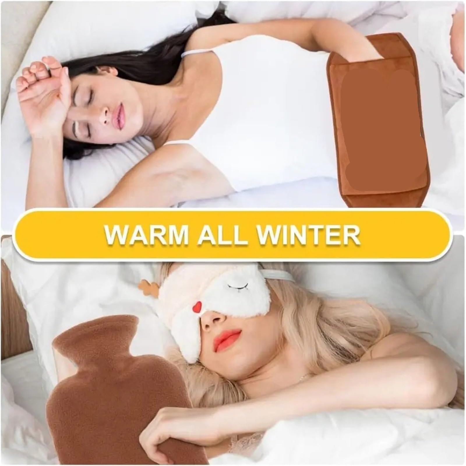 Bottiglia di Acqua Calda con Coperchio, 2 Pezzi Borsa for Acqua Calda Portatile in PVC, Morbida, scaldamani, coprivita in Peluche, Cintura riscaldante(Roze)