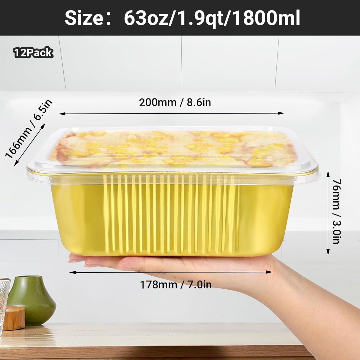 EUSOAR Disposable Ramekins with Lids, 10oz 100pcs Black Gold Aluminum Foil Baking Cups and 12pack 63oz Small Disposable Foil Loaf CakeTins Liners, Cake Pan Custard Cups Set for Gathering Dinner Weddin