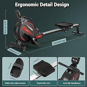 Wenoker Rowing Machine for Home, Magnetic Rower Machine, 350 LB Weight Capacity, 16-Level Silent Resistance Row Machine for Gym Exercise Full-Body Workout Compact Rower with LCD Monitor Tablet Holder
