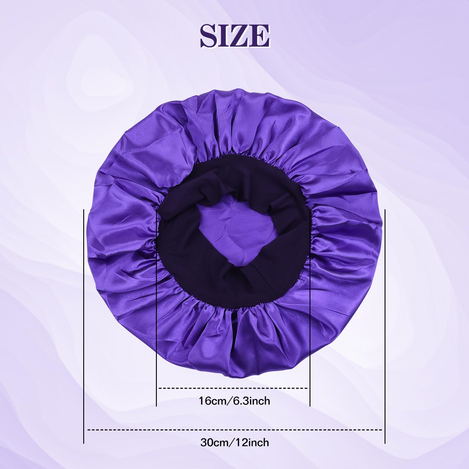 Lawie Paquete de 8 gorros de ducha sedosos con forro de satén, protector de pelo largo rizado, para noche, grande, ajustable, banda ancha, sombreros para dormir, envolturas para el cabello para