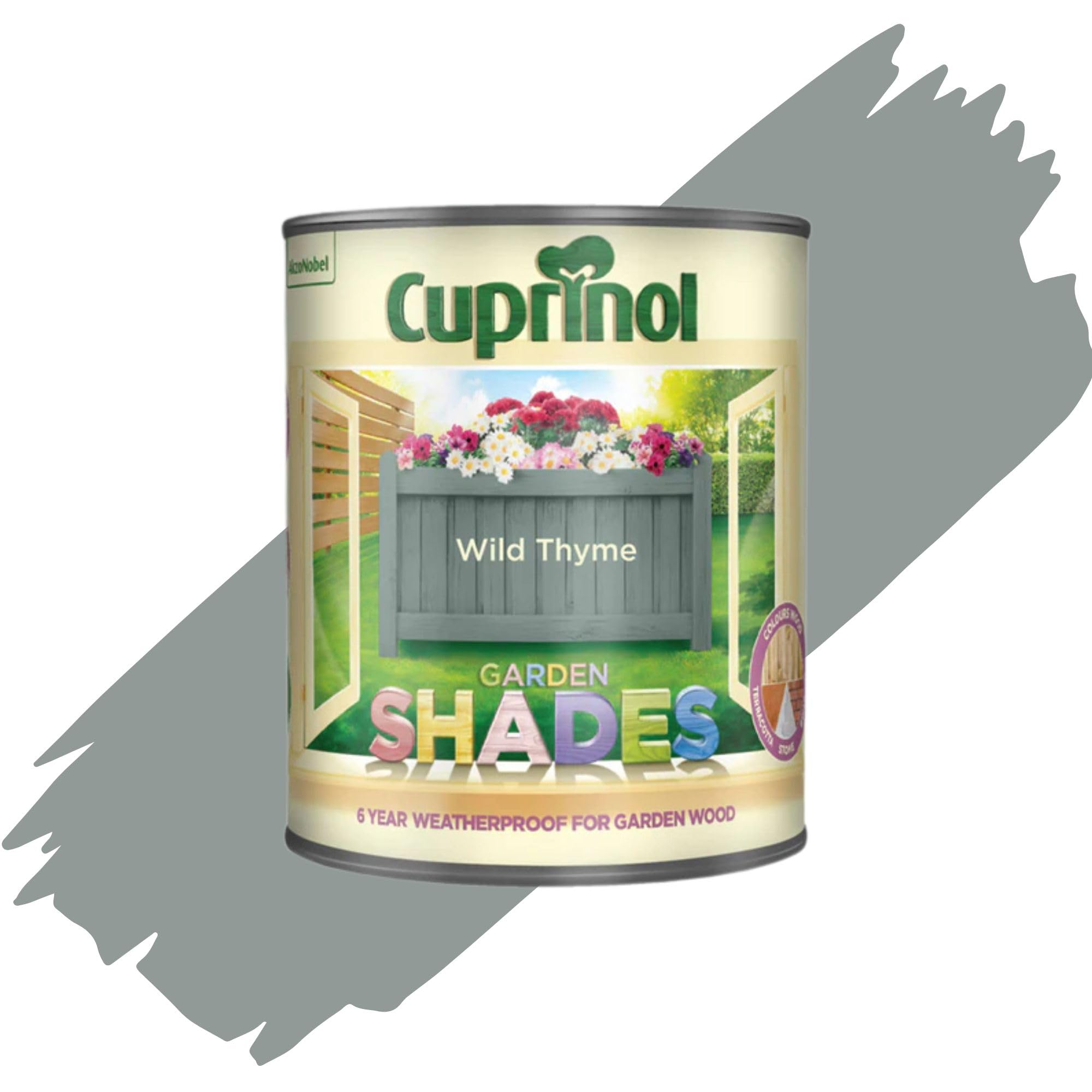 AOC24 1L Garden Shades Fence Paint, Outdoor Wood Paint For Garden Sheds, Furniture, Fences, Exterior Wood, Water Based Paints For Outdoor Surfaces, Brick, Pots (Wild Thyme)