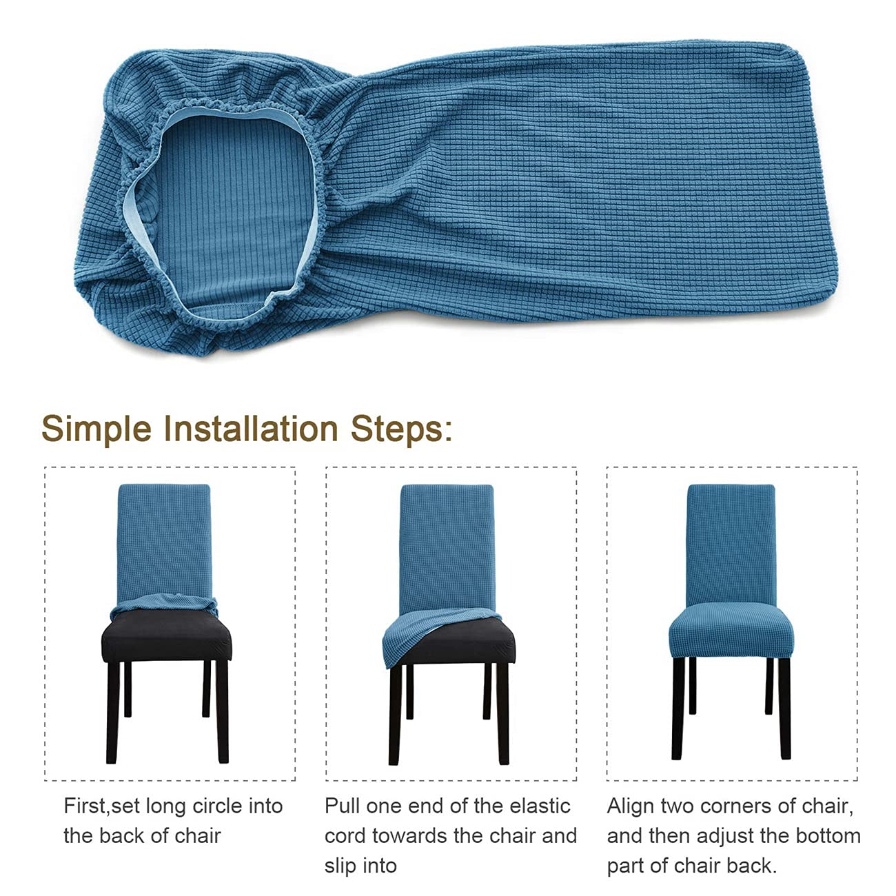 Zhiyuan Housse De Chaise En Velours Côtelé Spandex Lot De 2, Turquoise Foncé