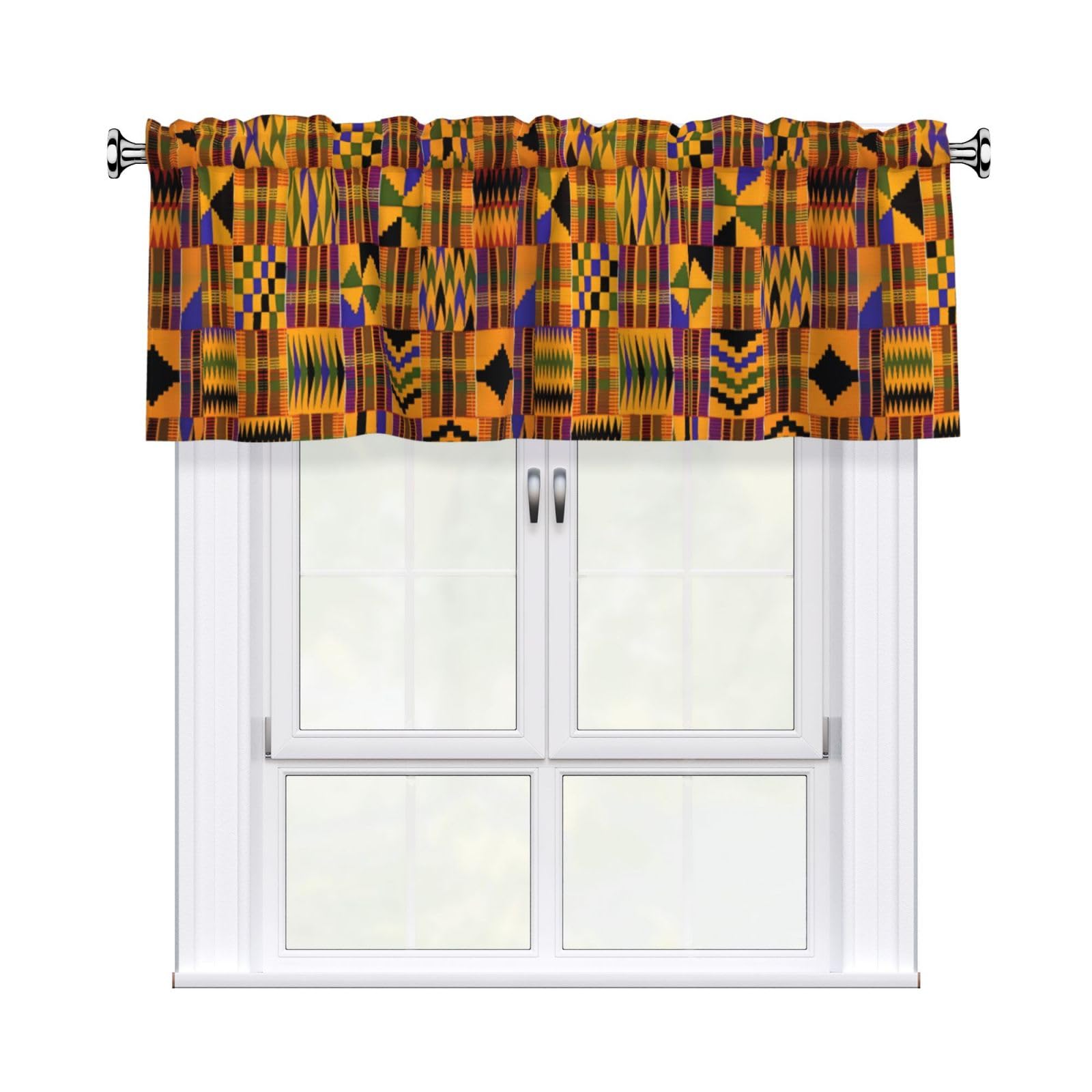 YYHHAOFA African Tribal Ethnic Texture Prints Durable Kitchen Window Layer – 54x18 Inch 100% Polyester Valance with Precision Construction