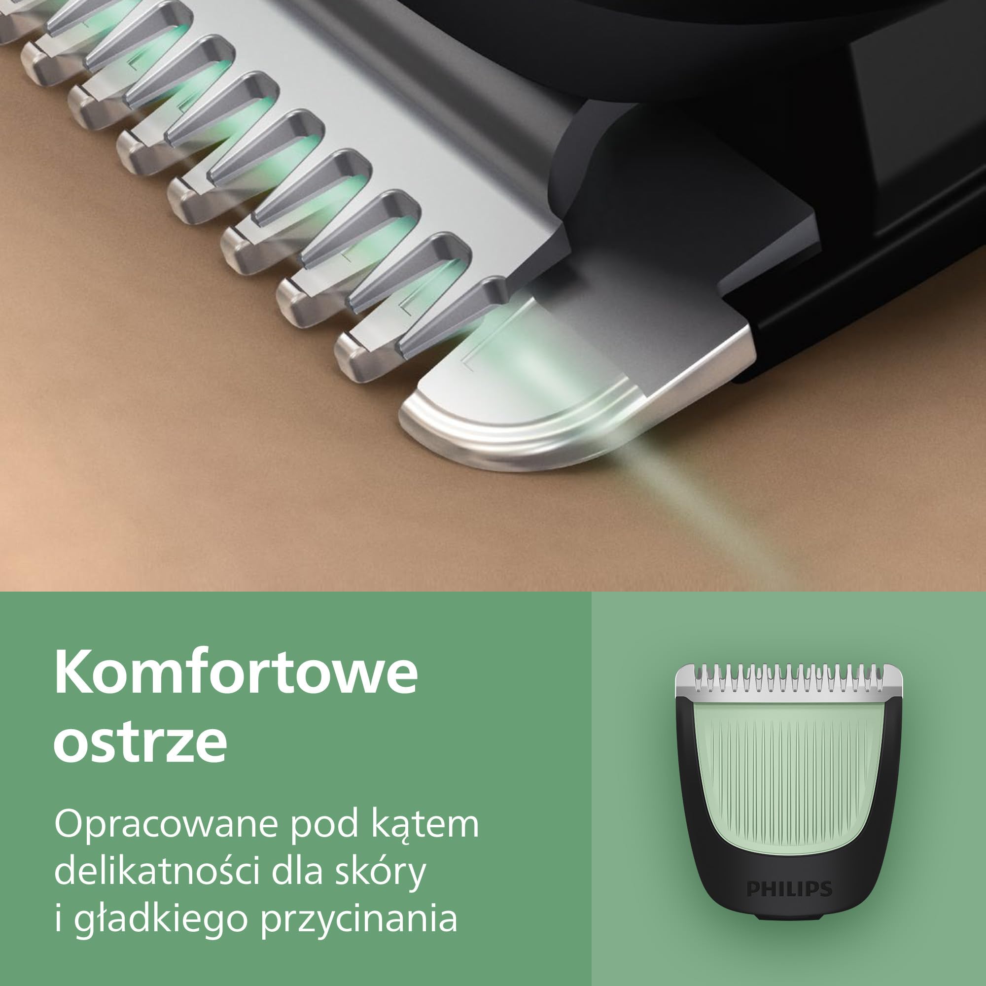 Philips Multigroom All-in-One z serii 3000 – 7-elementowy trymer do twarzy i głowy, samoostrzące się, przyjazne dla skóry ostrza, 10 ustawień długości, model MG3930/15