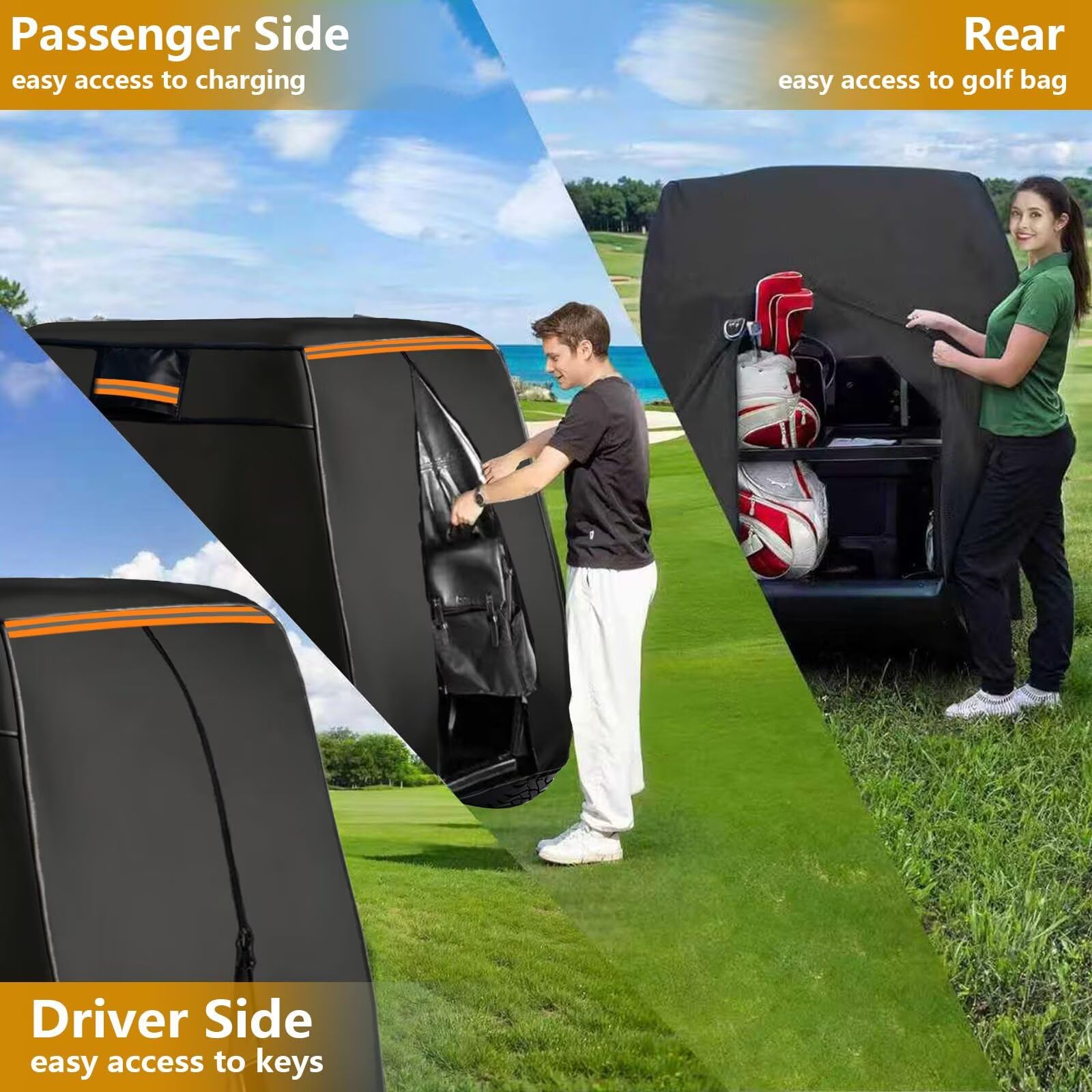 Housse Voiture Golf Compatible avec HDK D5-Ranger 6, 6 Seat,Protection Toutes,résistante à la poussière,Soleil,Vent,Neige Gel,étanche,avec Fermeture éclair