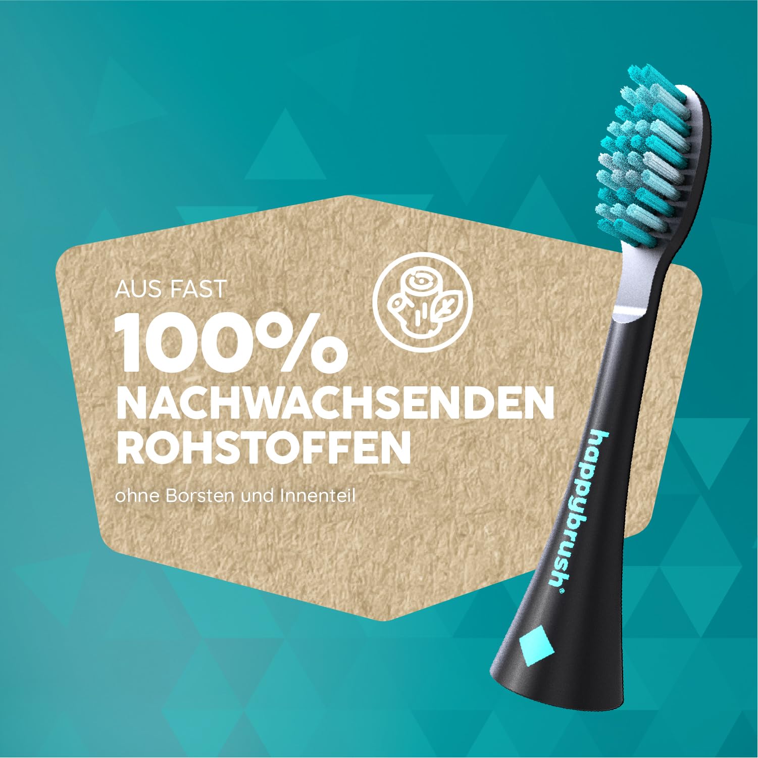 happybrush® Nachhaltige Aufsteckbürsten für elektrische Schall-Zahnbürste Eco VIBE 3 - Schwarz/Mint - 9 Stück