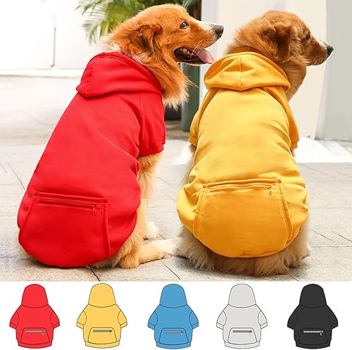 Miniatura 6 de Sudadera con capucha para perro, ropa para mascotas, sudadera con capucha básica con bolsillo para perros pequeños, medianos y grandes, color rojo, L