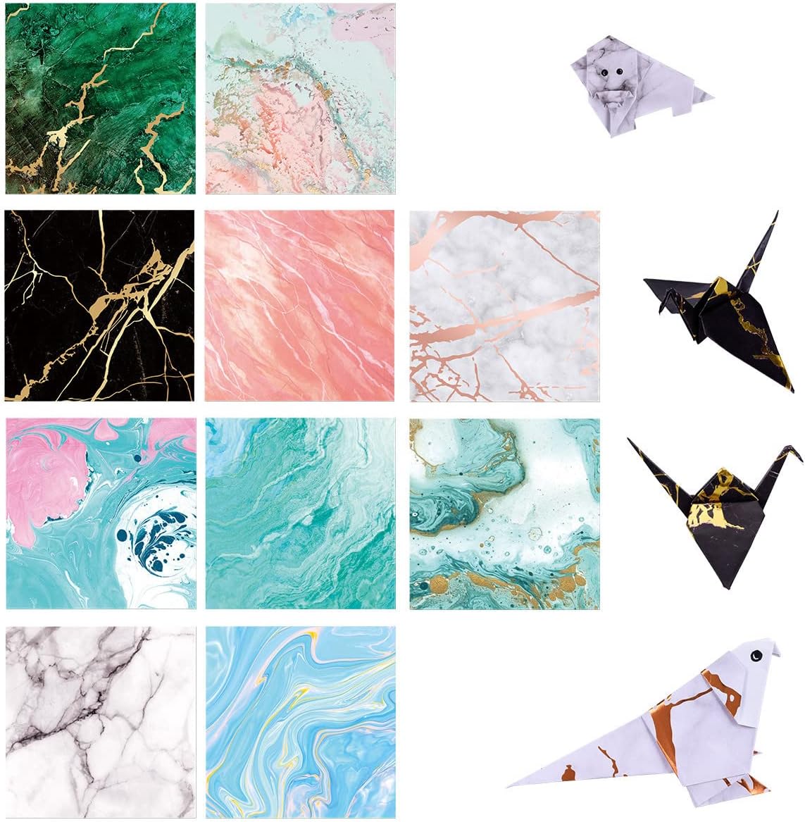 NOVIIML r Craft Folding Paper 10 Different Marble Pattern Bronzing Curve Premium Quality Double Side for Arts and Crafts (Marble, 100Pcs)