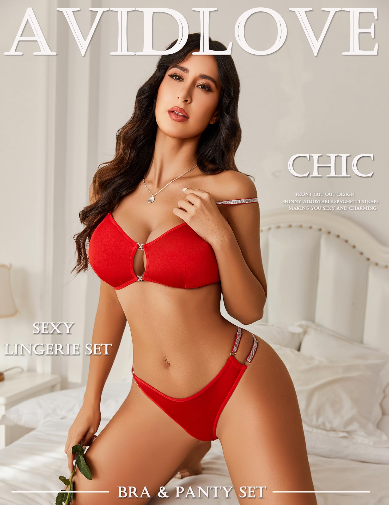 Avidlove Lingerie Set for Women Cut Out Sexy 2 Piece Bra and Panty Set Strappy Underwear Lingerie