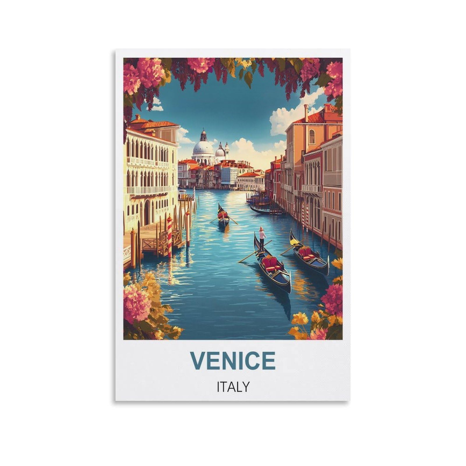 Fjiwecwsq Unframe-Style Venice Italy Vintage Travel Posters 12X18inch(30X45cm) Canvas Wall Art Painting Prints