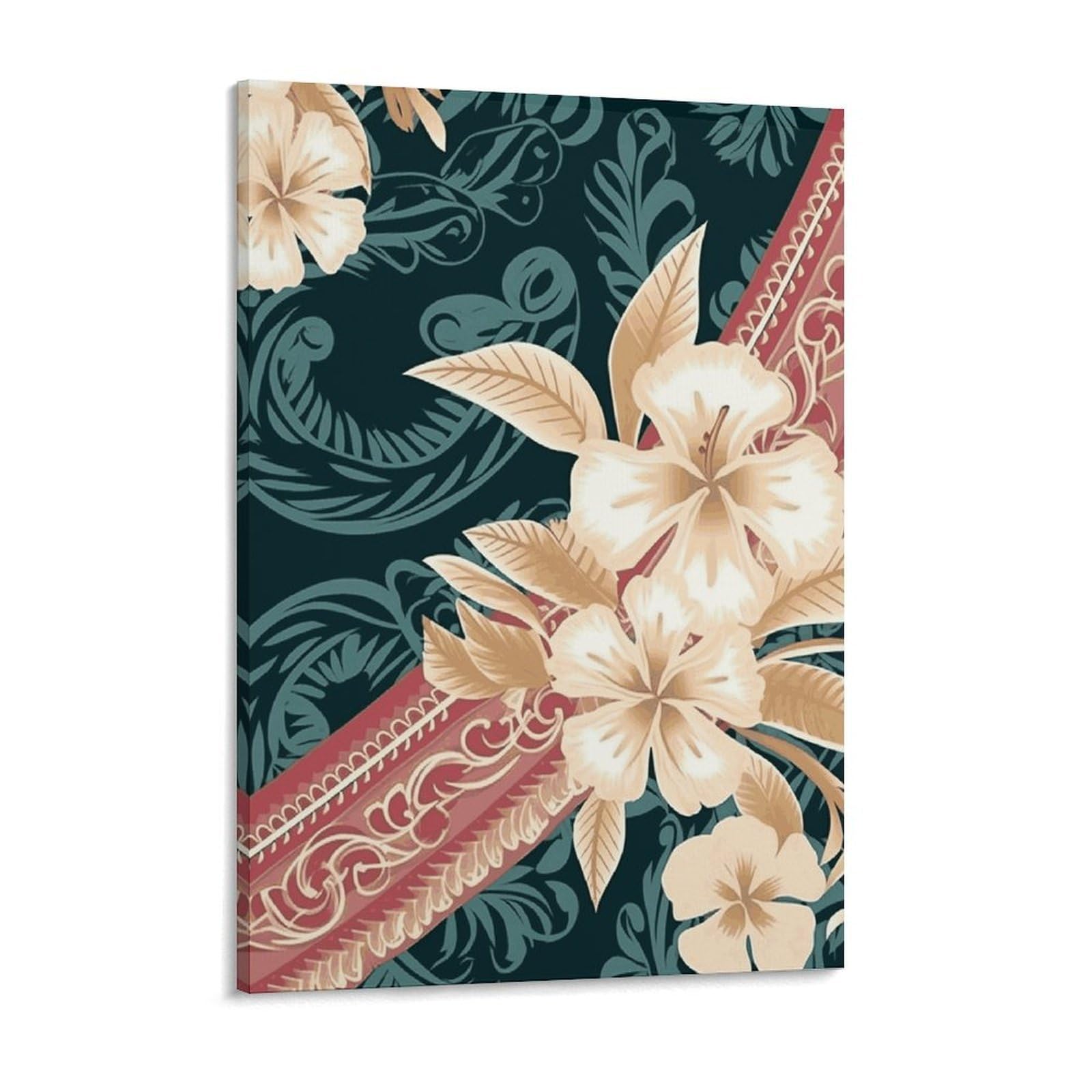 Elegant Hawaiian Pattern Canvas Wall Art for Bedroom 18x24inch Canvas Prints Artwork for Walls Modern Picture Artwork Painting for Living Room Aesthetic Wall Paintings for Bathroom Kitchen Of