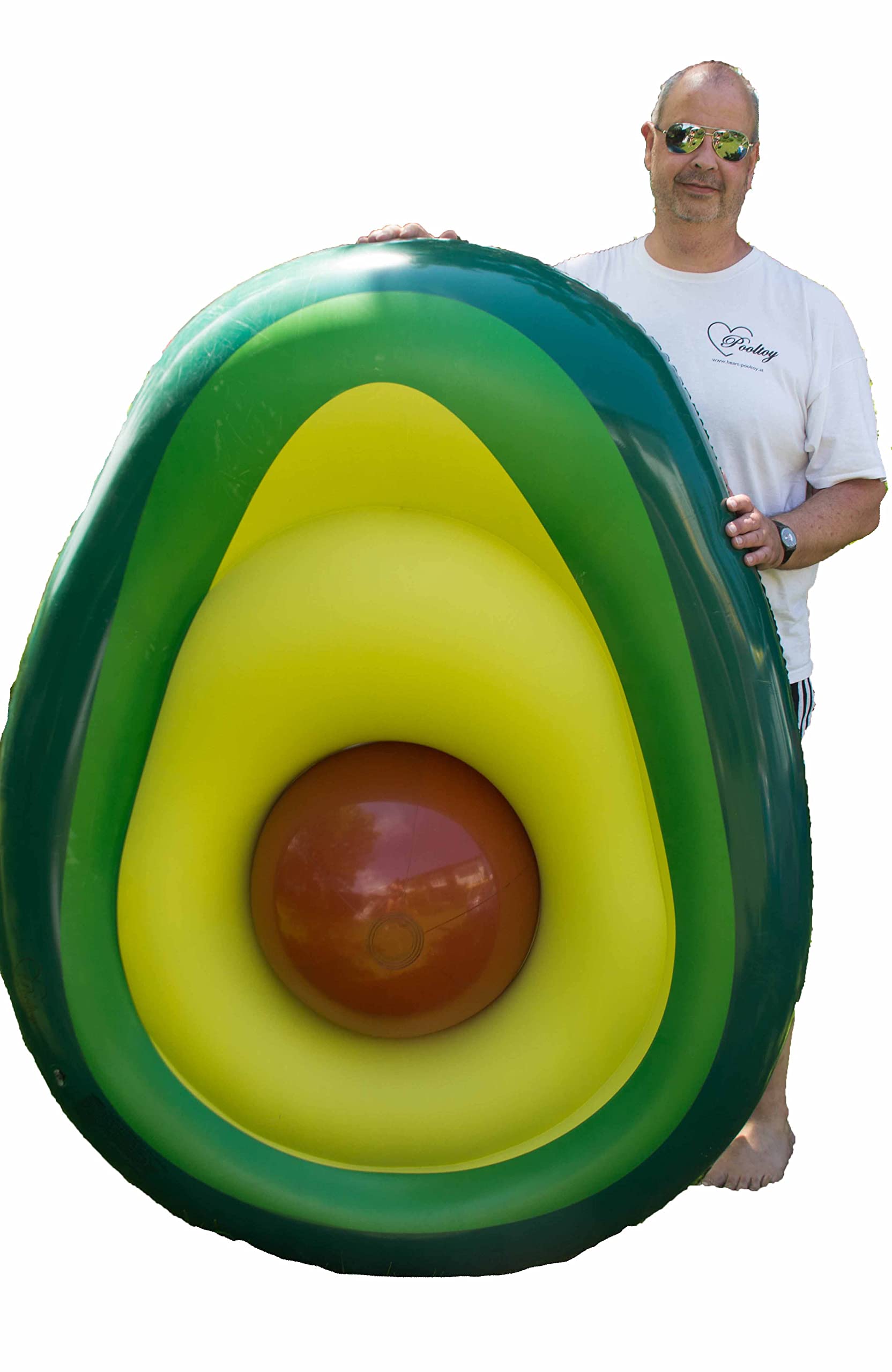 HPT Colchón hinchable grande de aguacate ~ 165 x 130 cm + pelota de agua de 45 cm