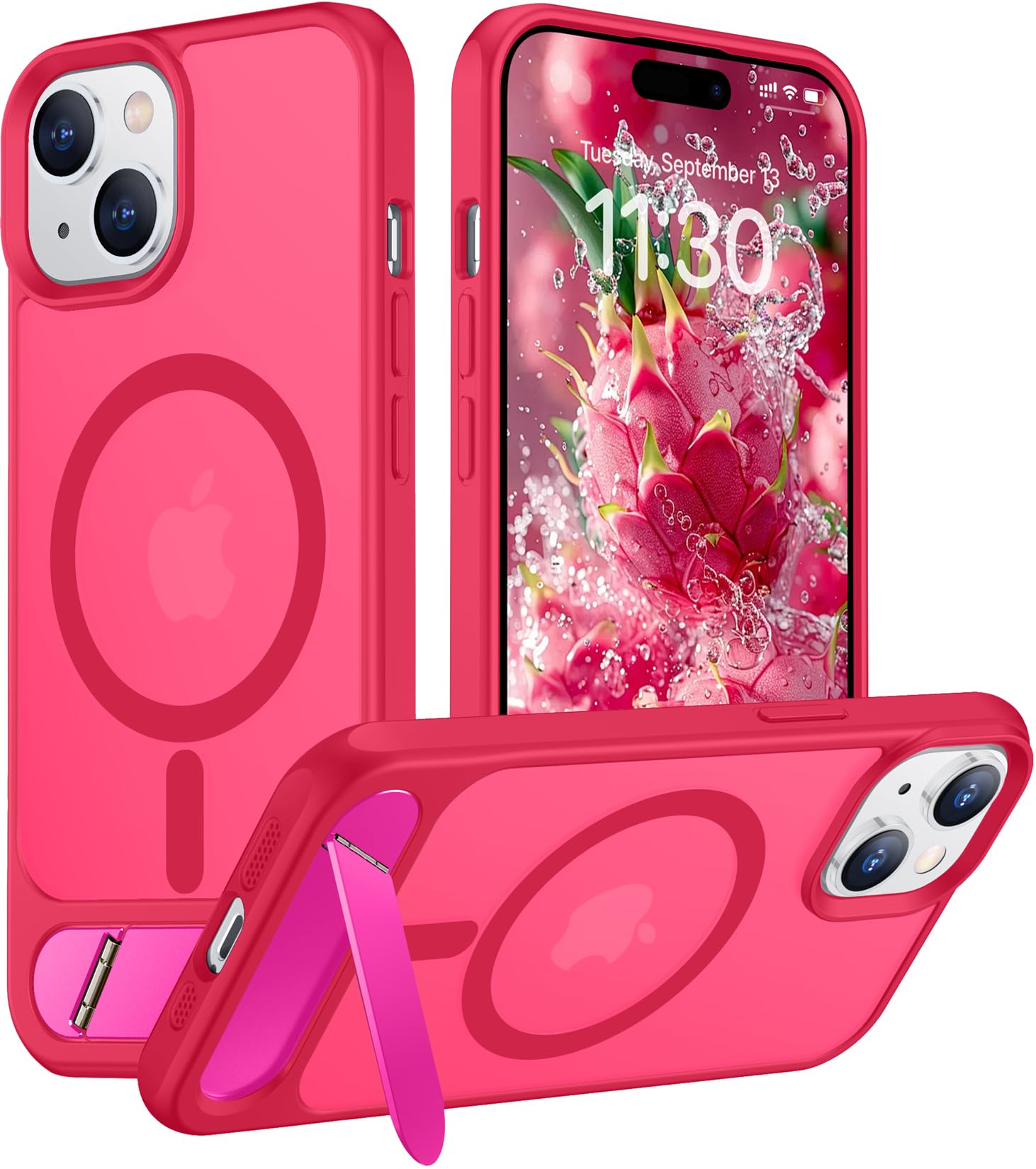 Temdan Magnetic Compatible with iPhone 15 Plus Case &amp; iPhone 14 Plus Case, [Built-in Invisible Kickstand][Compatible with MagSafe][Military Grade Shockproof] Slim Translucent Matte Phone Case 6.7"
