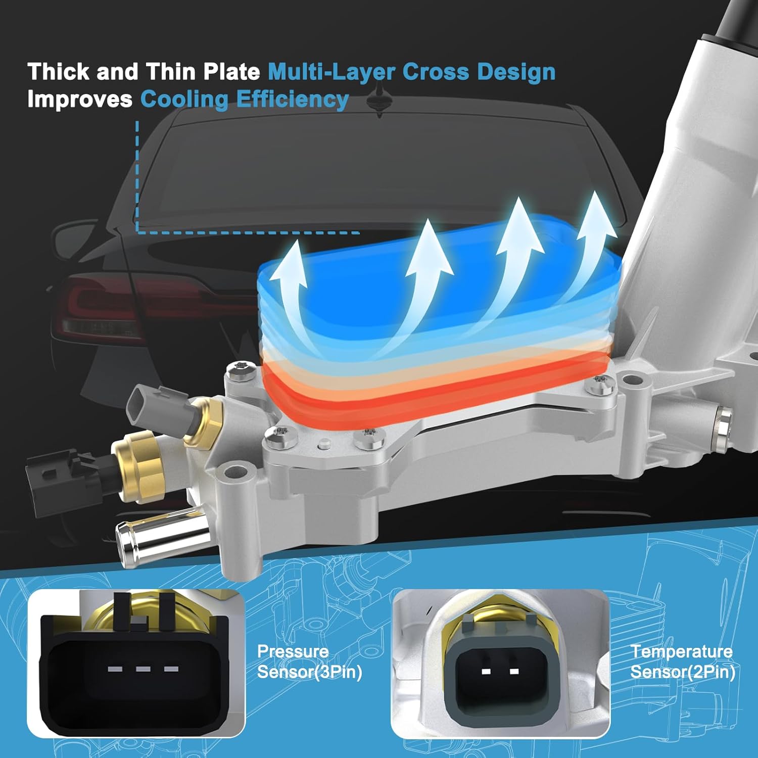 926-876 Aluminum Engine Oil Cooler, Oil Filter Housing Adapter For 2011-2016 Chrysler 200 300, Dodge Charger Challenger Journey, Jeep Wrangler Grand Cherokee, Ram ProMaster 1500, Replace# 68105583AF