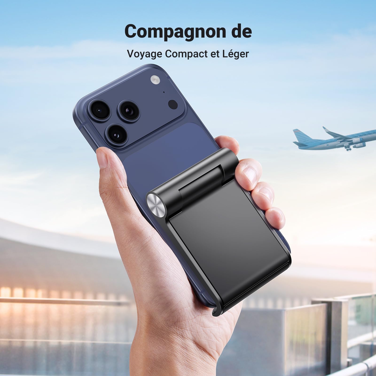 UGREEN Support Téléphone Bureau Réglable Pose Smartphone Pliable Compatible avec iPhone 17 Pro Max Air 16 15 14 13 12 Galaxy S25 Ultra S24 S23 S22 Pixel 10 9a 8a 7a Redmi Note (Noir)