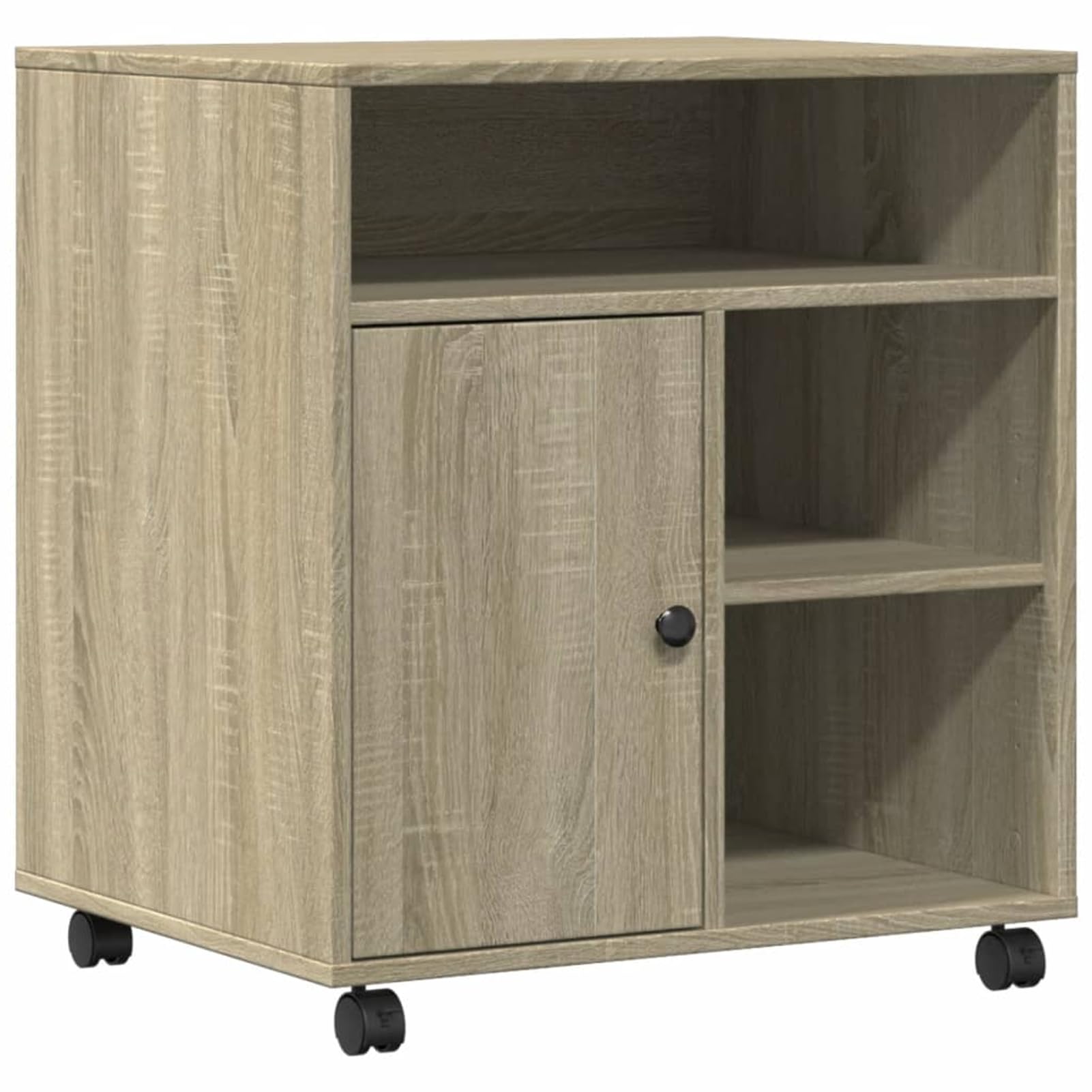 Homgoday Druckerständer mit Rollen, Mobiler Druckerständer, Druckerhalter, Druckerwagen, Druckerregal Bürocontainer, Aktenwagen für Büro Arbeitszimmer Sonoma-Eiche 60x50x67 cm