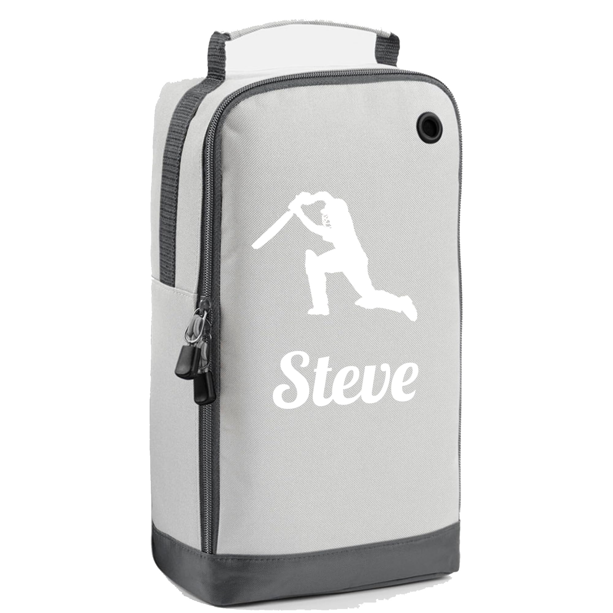Ice Silver Personalised Cricket Player Sports Bag, Cricket Boot Bag with Name on Design