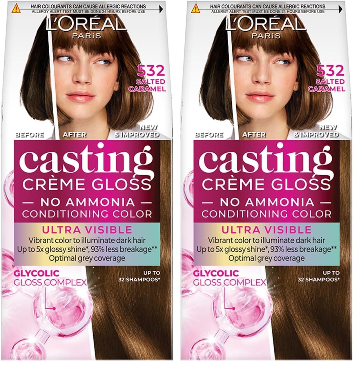 L'Oreal Paris Semi-Permanent Hair Colour, Ammonia-Free Formula & Honey-Infused Conditioner, Glossy Finish, Casting Crème Gloss, 532 Salted Carmel, 87.5g+72ml (Pack of 2)-image-28