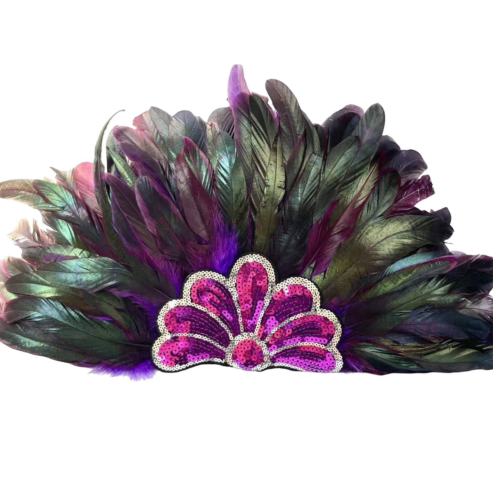 Tocado De Loro Con Plumas Coloridas Para Mujer Carnaval Samba Fiesta Temática Brasileña Accesorio Para El Cabello