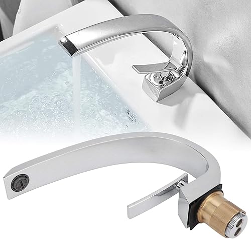 Miniatura 5 de Grifo de lavabo de una sola manija, grifo de lavabo G1/2 curva, grifo mezclador de agua fría caliente